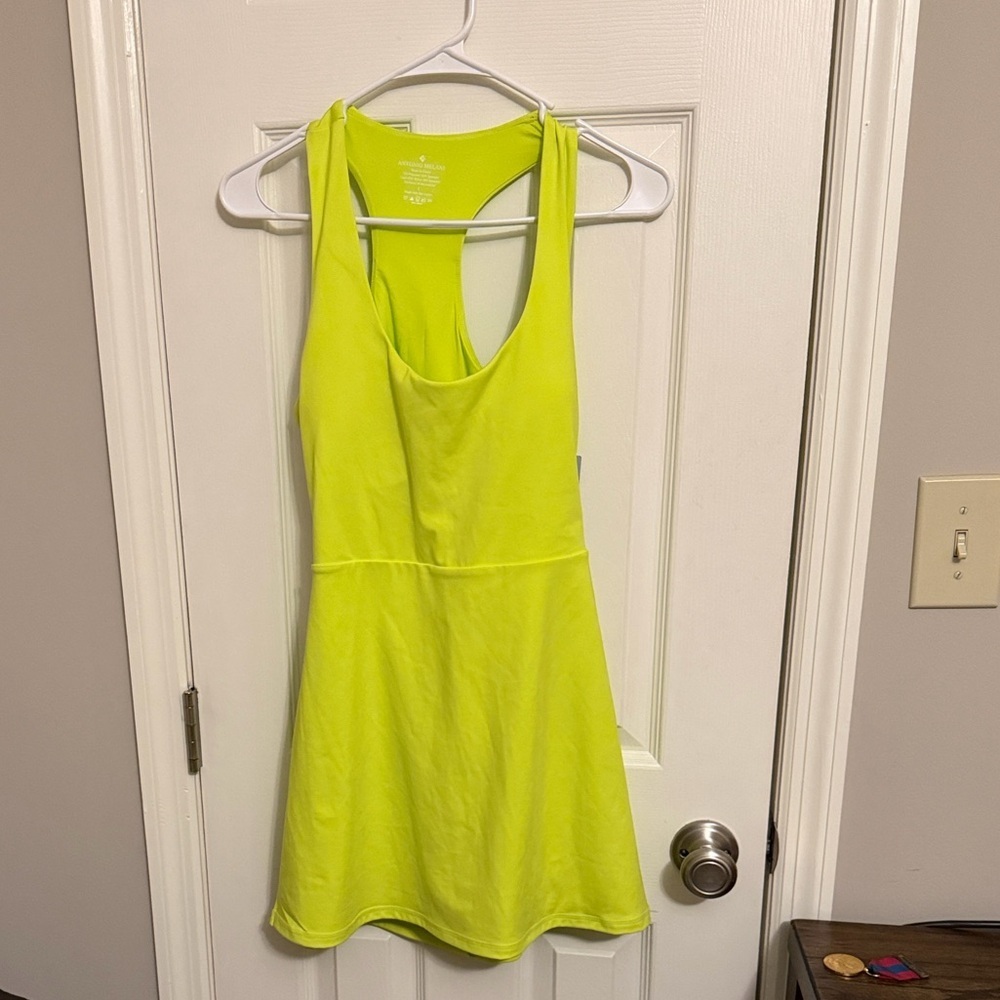 Antonio Melani Active Tennis Courtside Mini Dress hidden side pocket lime Large - Picture 1 of 10